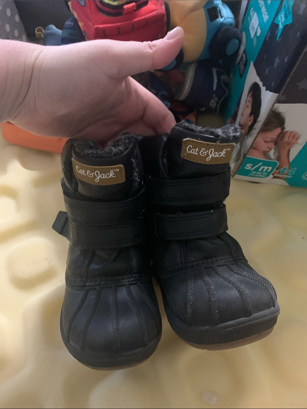 Cat & Jack Black Kids Snow Boots with Fleece Collar